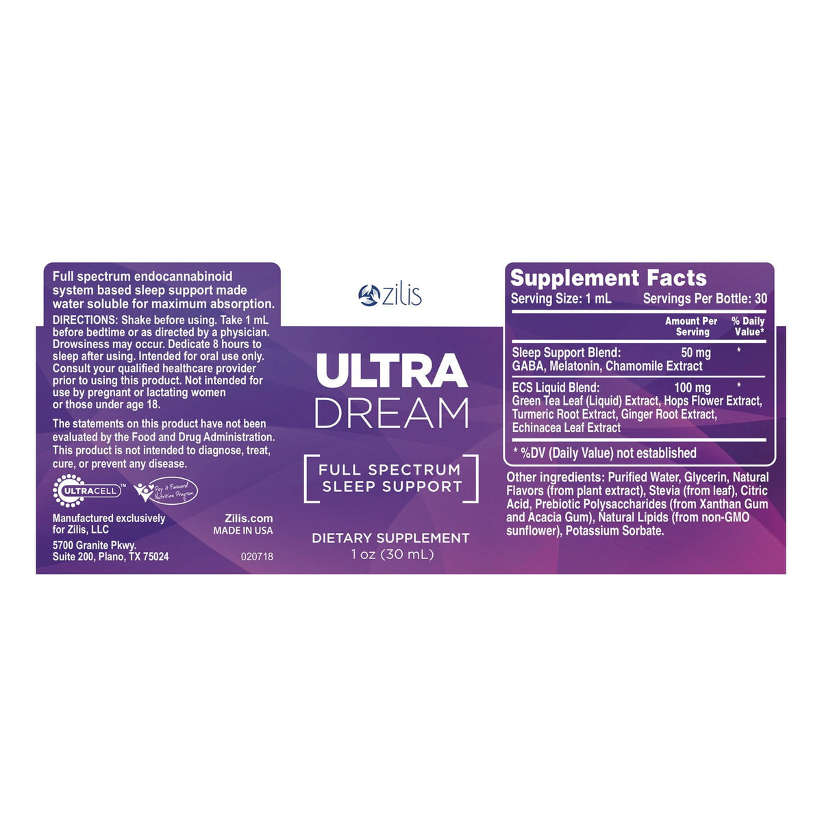 UltraDream - Full Spectrum Sleep Support 1oz (30mL)