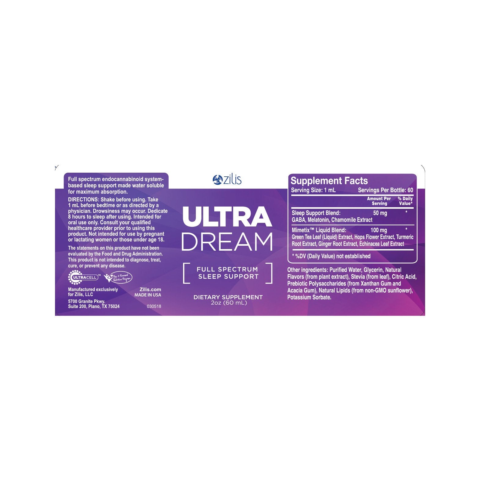 UltraDream - Full Spectrum Sleep Support 2oz (60mL) - BuyitCBD.com